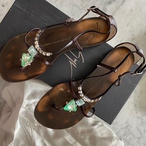 Giuseppe Zanotti Crystal Embellished Flat Sandal